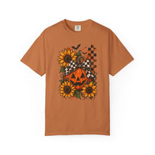 Load image into Gallery viewer, Retro Floral Pumpkin T-Shirt | Vintage Halloween | Women's Halloween Shirt | Halloween Graphic TeePumpkin | Sunflowers T-Shirt | Fall Tee
