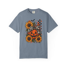 Load image into Gallery viewer, Retro Floral Pumpkin T-Shirt | Vintage Halloween | Women's Halloween Shirt | Halloween Graphic TeePumpkin | Sunflowers T-Shirt | Fall Tee
